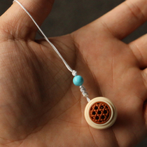 About 2 cm in diameter Mammoth tooth sachet Haipai seiko made olive core Mengxin mobile phone key backpack pendant