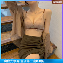 Thin lace underwear womens small chest gathered sub-breast adjustment type anti-sagging girl no rim sexy bra summer