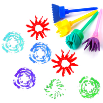 EVA rotating sponge brush 4-piece rubbing sponge stick kindergarten graffiti tool brush children's art materials
