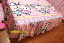 Full Cotton Cartoon Bed Skirt KT Cat Pink Purple Pink Purple Sisters Kitty Bookable