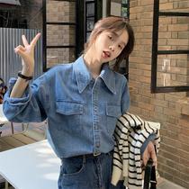 1212 Joker loose retro classic lapel coat autumn and winter 2021 new fashion Joker bottoming denim lining