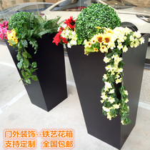 Wrought outdoor flower box flower pool store door decoration combination rack flower trough commercial sale rectangular flower pot Outdoor