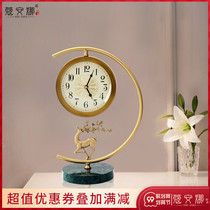 New Chinese-style clock living room clock ornaments home fashion desktop clock light luxury table clock simple mute quartz clock