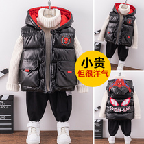 Boy vest autumn and winter 2021 new children thick spider man waistcoat foreign style tide treasure cotton vest