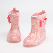 Japanese cartoon pink bow cute childrens rain boots rain boots girls and girls princess kindergarten water shoes non-slip