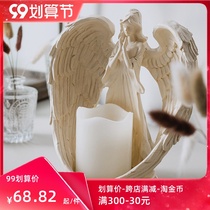 Nordic retro angel girl wings led electronic candle holder ornaments home desktop decorations church furnishings