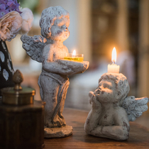 European-style angel candlestick decoration ornaments Cupid shape candlestick Garden courtyard decorations Gift shooting props