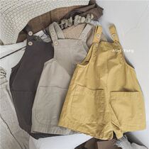 Have cavity conditioning quality~ Korean childrens air strap pants in summer dress male and female babys thin shorts conjunction pants
