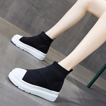  Stars with the same high-top stretch socks shoes womens spring and autumn 2021 new thick-soled increased leisure sports dad socks boots