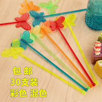 Colorful butterfly-type wine stick cocktail mixing rod plastic mixing rod fruit juice bar decoration 30