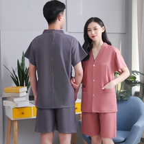 Male and female cotton moxibustion suit front and back open back acupuncture physiotherapy clothing massage cupping push oil suit scraping suit sand therapy suit