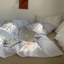 Spring Flowers) Broken Flowers Full Cotton Mix Four Pieces of Washed Cotton Ins minimalist Quilt Cover Bed