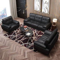 Office sofas tea table Composition minimalist modern genuine leather Business Association guest managers meeting reception room Leisure trio position