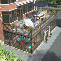 Platform Sunshine Room Villa sealed balcony broken bridge aluminum alloy doors and windows glass room aluminum clad wood gold steel mesh window screen integrated