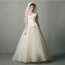 2021 new simple light wedding dress pregnant woman high waist thin bow knot go out yarn satin wedding dress big fairy