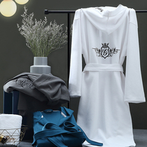 Japanese nightgown men and women Spring and Autumn sexy comfortable cotton bathrobe large size couple hooded pajamas long sleeve thin