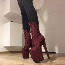 Leecabe new 20CM high heeled boots sexy sex model catwalk boots hate sky high pole dance shoes 3B