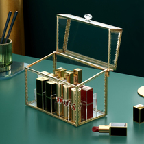 Lipstick storage box Premium Net red desktop with cover dustproof light luxury exquisite creative glass with lip glaze shelf