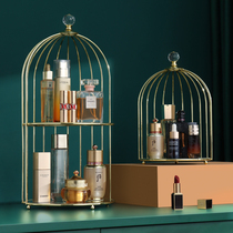 Light luxury cosmetics storage box Desktop skin care lipstick perfume dresser Bird cage double-layer household advanced shelf