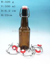 Factory direct 330ml Brown buckle beer bottle rocking lid beer bottle empty beer bottle pressure resistant manual cap