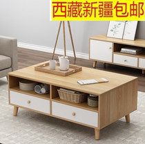 Tibet Xinjiang household coffee table simple tea table small apartment living room tea table Nordic double drawer table small table