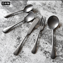 Japan imported Qingfang maker black retro stainless steel tableware spoon spoon fork coffee spoon dessert fork