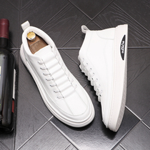 Boomer Middle Ground Male Shoes Breathable Sports Casual Board Shoes Han Edition Trendy High Bunch Shoes Thick Bottom Small White Shoes Mens Short Boots