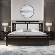 New Chinese style 1 8m solid wood double bed 2×2 2m light luxury Zen 1 5m bedroom soft back storage bed Bed and breakfast