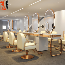  Net celebrity barber shop hot dyeing mirror table floor-to-ceiling hair salon with lights single-sided double-sided hair cutting mirror Hair salon special hair mirror