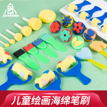 Sponge painting brush Children diy painting paint brush round mushroom head rubbing tool kindergarten graffiti painting