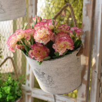 Retro Iron Art Wall-mounted Flower Bucket Floral Flower Pot wall hanging flower basket wall Decorative Flower Pot Patio courtyard Decorative Barrel