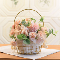 Nordic new metal flower basket flower stand lined with portable ornaments flower arrangement floral material packaging mini flower basket flower pot