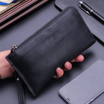 Handbag male wallet Long Genuine Leather Handbag for mens mobile phone bag Large-capacity headlayer Bull Leather Light Extravagant and Trumpet Wallet
