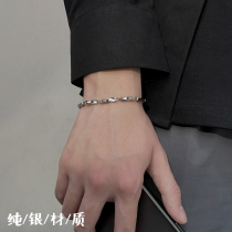 Sterling Silver Bracelet Mens tide ins single simple personality hip hop Bracelet Mens niche design Korean hand decoration Wild