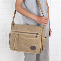 Thick canvas shoulder bag mens backpack shoulder bag mens bag cloth bag business briefcase large capacity leisure horizontal
