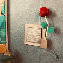 Original Art Switch Sticker Rose Garden Solid Wood Handmade Nail-free Colorful Applicable Customizable Color Area Free of Mail