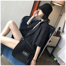 welldone we11done suit side buckle black short-sleeved suit jacket wide shoulder men and women tide