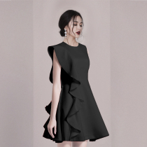 2022 Summer New Black Lotus Leaf Lace Gown Dress Light Lavish Crowdsourced High-end Host Banquet Dress Dress Dress