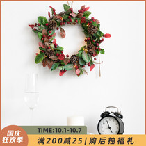 Aying simulation red fruit wall Christmas wreath door hanging decoration retro fake green planting flower Vine arrangement decoration decoration
