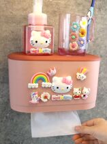 Creative cute wall-mounted non-perforated cartoon hand box toilet tissue box toilet paper storage box