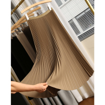 High and sensations burst shopping mall 800 hanging heavy twill autumn and winter rhythm high waist pleated medium long skirt