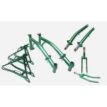 (ACE Domestic Small Cloth Folding Vehicle) 4130 Steel Frame Front and Rear Fork Head Pipe Set-Green