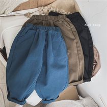Spring and autumn childrens casual pants 2021 new foreign style boys baby pants thin children pants autumn clothes