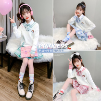 Girls  dresses Autumn net red childrens skirts jk uniform suit College style childrens clothing spring and Autumn girls princess skirt