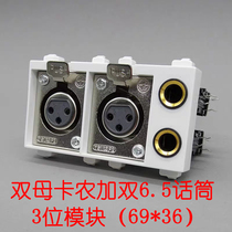 Multimedia dual card farmer microphone microphone big three core 6 35 microphone 2 female card farmer module