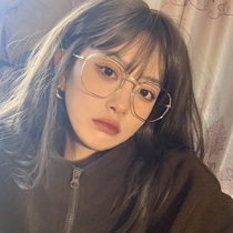 Myopia glasses female anti-Blue anti-radiation makeup artifact round face flat lens can be equipped with degree eyes and generous frame