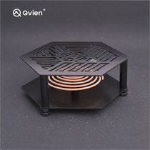 Qvien outdoor camping hollow sandalwood plate portable fireproof household mosquito-repellent incense holder retro camping pan incense burner