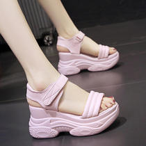 South Koreas new summer new sandals lady thick soles magic ladies slim slime and pine sandals