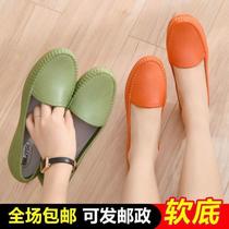 Han Edition Rainshoe Woman shallow low-help waterproof boots comfortable flat waterproof shoes nurse shoes mother bean