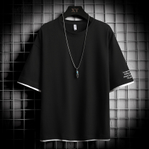 Short sleeve t-shirt male 2022 new summer ice silk speed dry 100 hitch round neckline Chains Chains Chains men fitted clothes